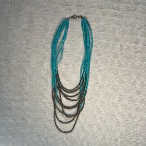 Elegant Turquoise and Black Beaded Necklace